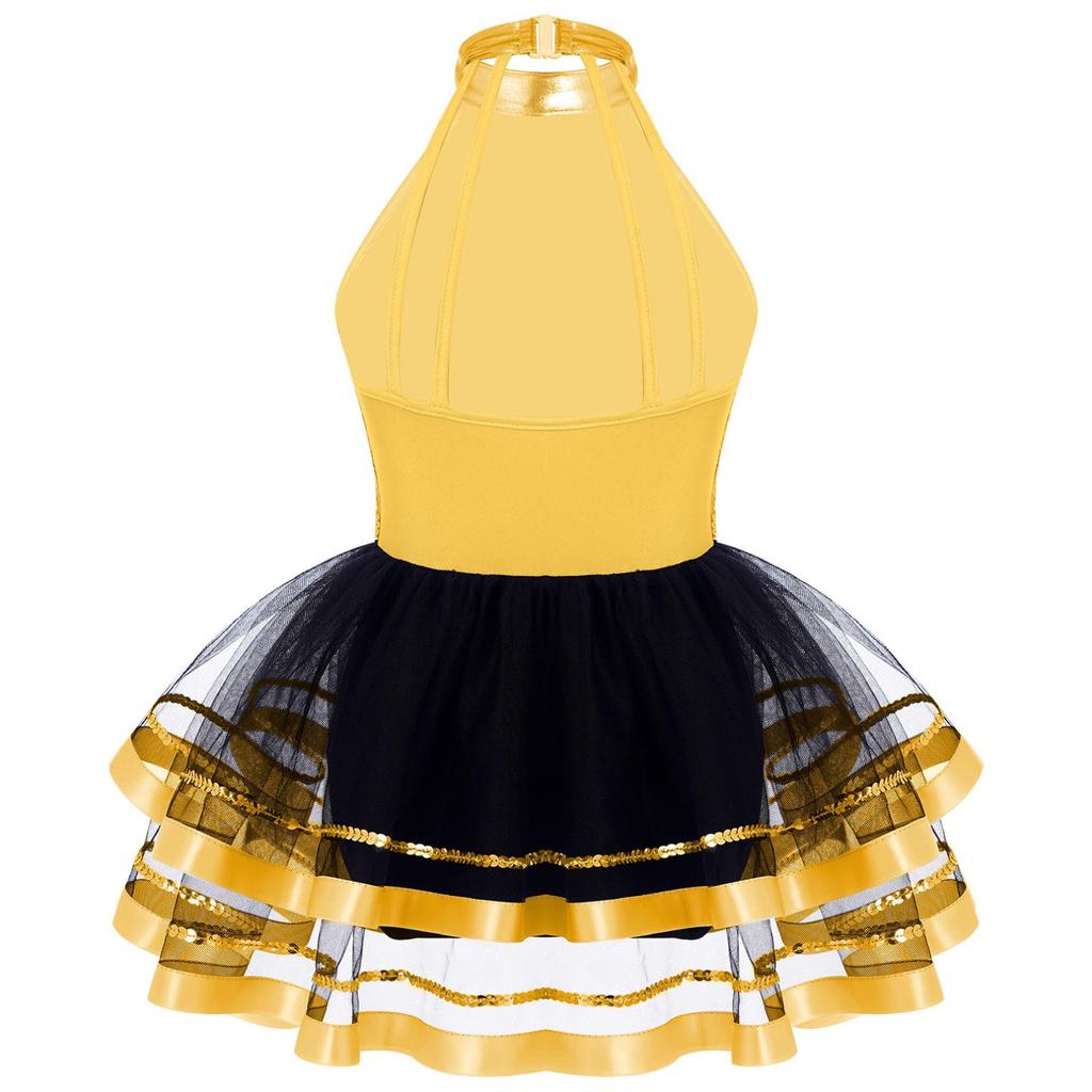 Gymnastik-Trikots für Mädchen, Pailletten, Ballett, Tanzkleider, hohler Rücken, Rock, Ballerina-Kostüm, Kinderkleider