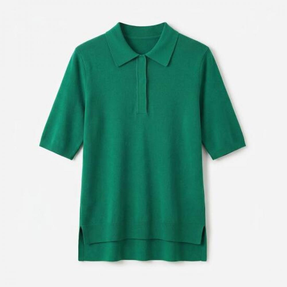 Karra Collared No Button Half Sleeve Knit A3f0968