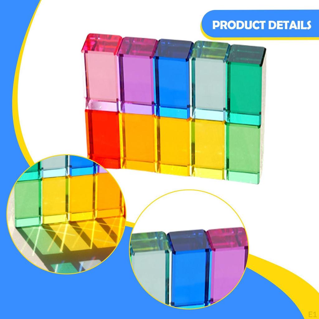 10 Pieces Rainbow Blocks Stacking Toy Translucent Birthday Gifts Sensory Training Toys for Children