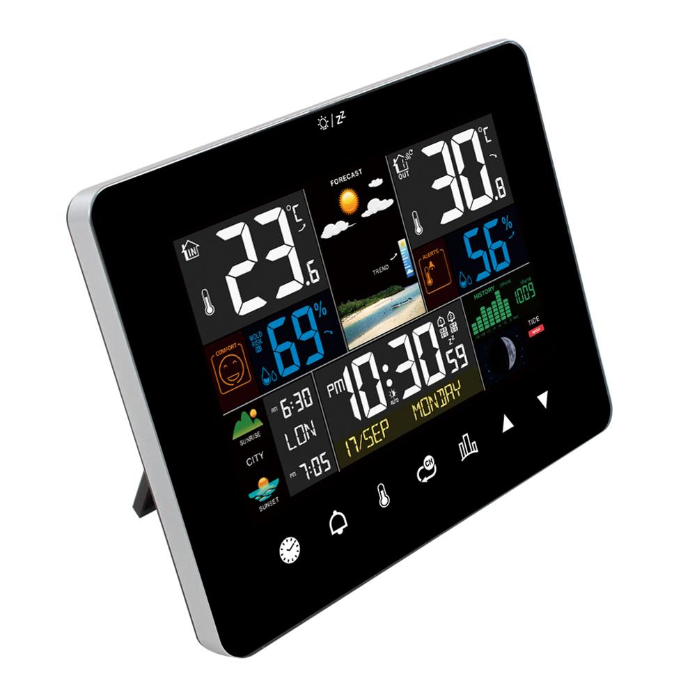 Wireless Weather Station with Humidity Clock Thermometer Indoor Outdoor Weather Station Large Display Station for Patio House