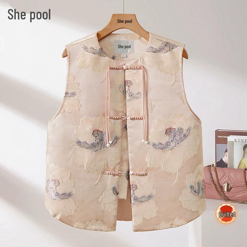 

Женский новый жилет из жаккардового хлопка в китайском стиле с застежкой на лягушку M