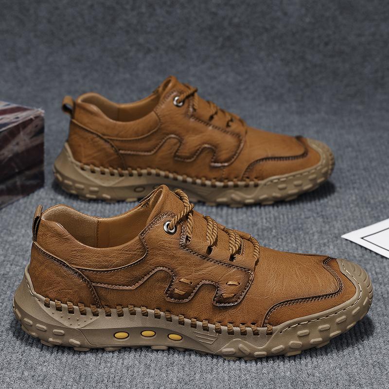 Leather Men Fashion Walking Footwear 2024 All-match Men Casual Shoes Lace-Up Men's Hiking Shoes Classic Men Shoes for Wedding
