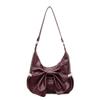 Damen Große Schleife Schultertasche - Weiche Kunstleder Hobo Tasche mit Spitzenverzierungen, Trendige Mode Handtasche für den Lässigen Täglichen Gebrauch & Einkaufen