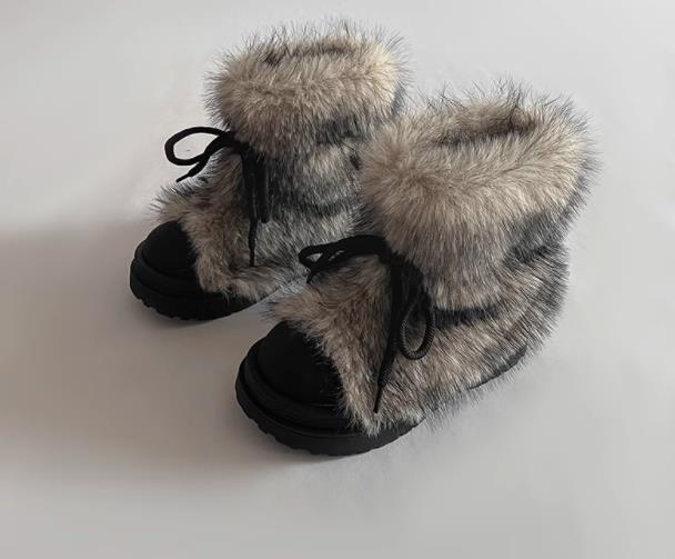 Fashion Women Snow Boots Ankle Fur Boots Winter Anti Slip Snow Boots Women's 2025 Winter New Thick Bottom Short Boots Cotton Shoes