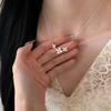 Sterling Silver Gardenia Flower Necklace for Women - Elegant Light Luxury Clavicle Chain with Fresh Floral Design.
