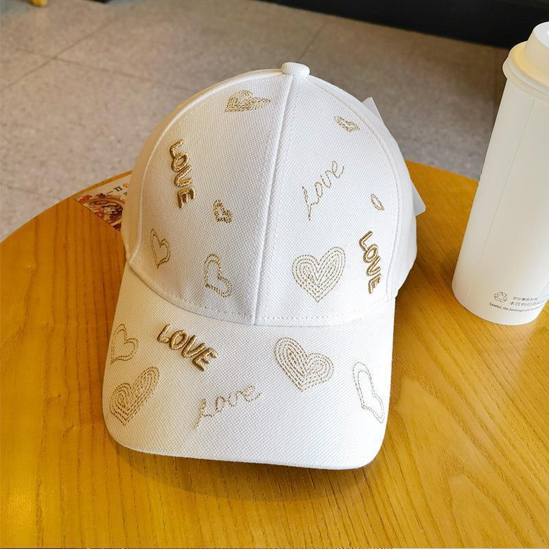 New Baseball Cap Women Ins Versatile Embroidery Love Love Spring and Summer Cap Men's Big Head Circumference Hat