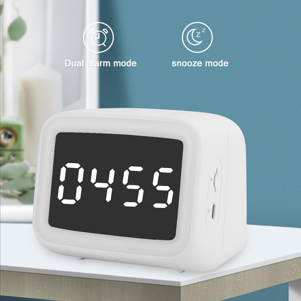BT511Speaker Portable Bluetooth 5.0 Wireless FM Speaker with LED Time DisplayClock Alarm Loudspeaker Night Light
