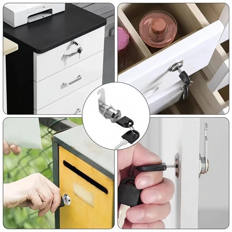 4Pcs 16/20/25/30mm Cam Locks Drawer Cabinet Lock Mail Box Locker Home Cupboard Door Tongue Lock With 2 Keys Furniture Hardware