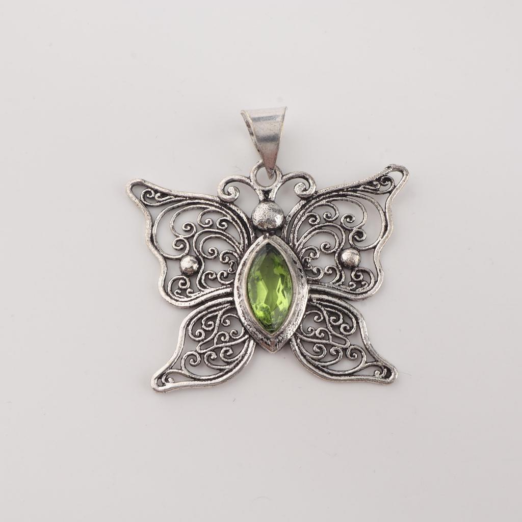 Natürlicher Peridot Edelstein 925 Sterlingsilber Anhänger 1,75" Damenschmuck Jubiläumsgeschenk für Ehefrau CP-41-9