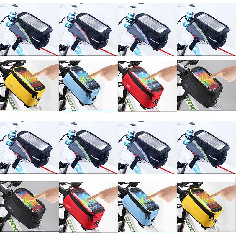 Durable Waterproof Cycling Bike Frame Pannier Bag With Touch Screen Phone Holder