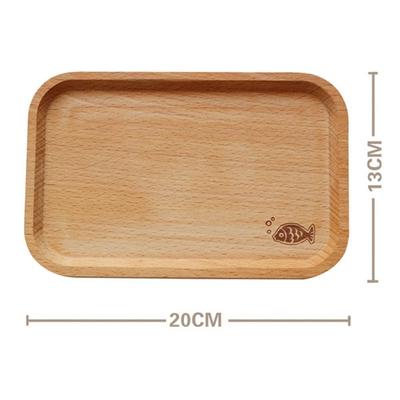 Multipurpose Solid Wood Cartoon Dinner Tray Cute Odorless Children's Rice Plate Animal Pattern Wood Food Dishes Meal