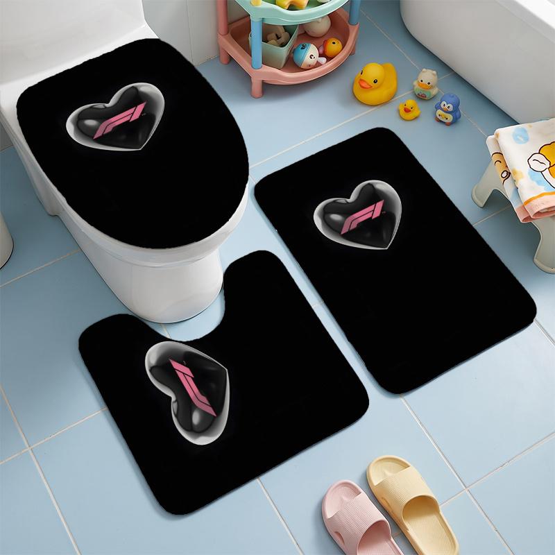 Formula 1 (19) Flannel Toilet 3 Piece Set Soft Bathroom Toilet Seat Cover Non-Slip Bath Rug Home Bathroom Decor