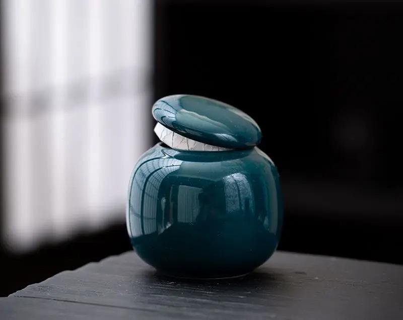 Синяя герметичная банка для матча 30 г Фарфоровая мини-банка для чая Пустая банка для хранения Порошок матча Банка для чая Банка для сахара Китайская банка Декорация