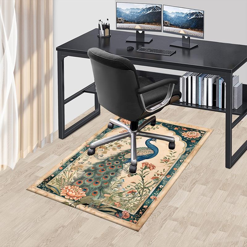 1PC Peacock Painting Flannel Blanket Carpet Ultra Soft, Thick & Absorbent, Non Slip Machine Washable Mat for Entryway