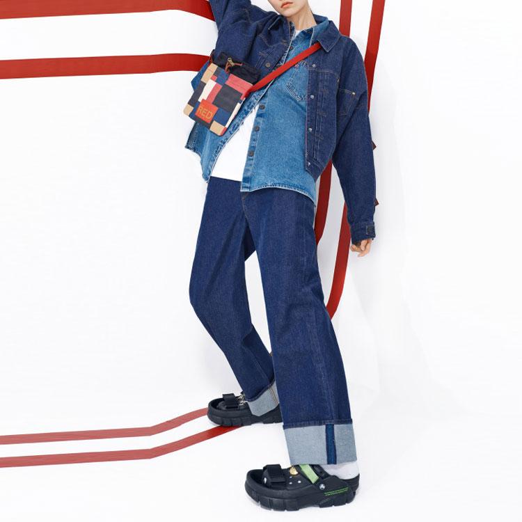 Levis Simple Casual Denim Long Sleeve Shirt Women Shirts Blue A2673-0000