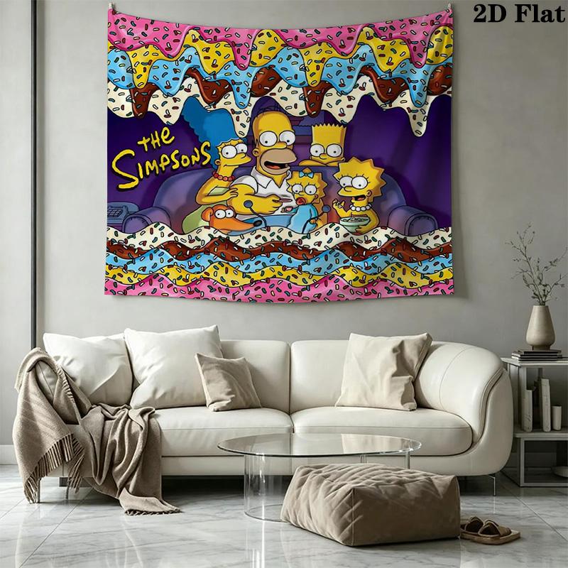 Simpsons Family Wall Tapestry Aesthetic Wall Hanging Printed Fabric Blanket Decorative Tapestries for Bedroom Living Room Home Decor