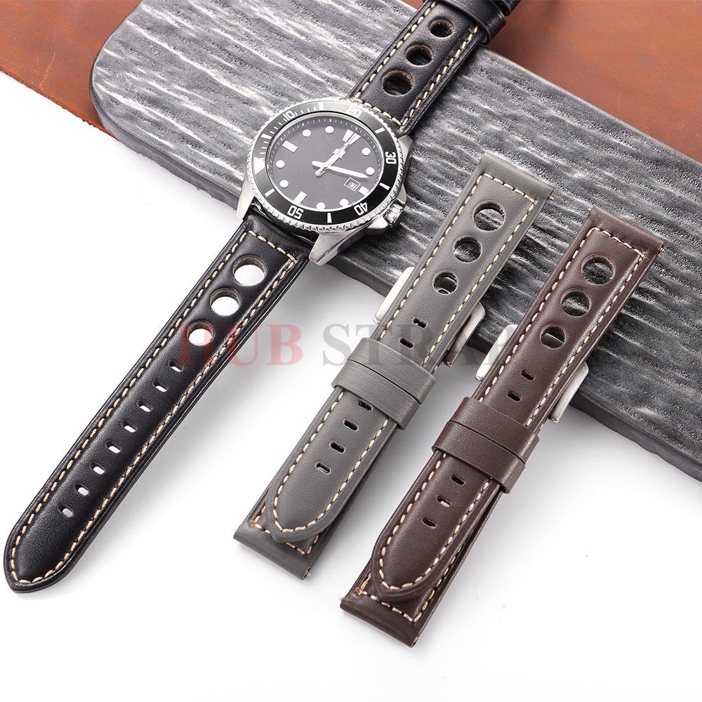 Cowhide Watch Strap Bracelet Vintage Genuine Leather 20mm 22mm 24mm Watchband Women Men Fashion Watch Band Belt With Pin Buckle