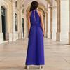 Women Jumpsuit Halter Pleated Summer Lace-up Wide Leg Jumpsuit Streetwear