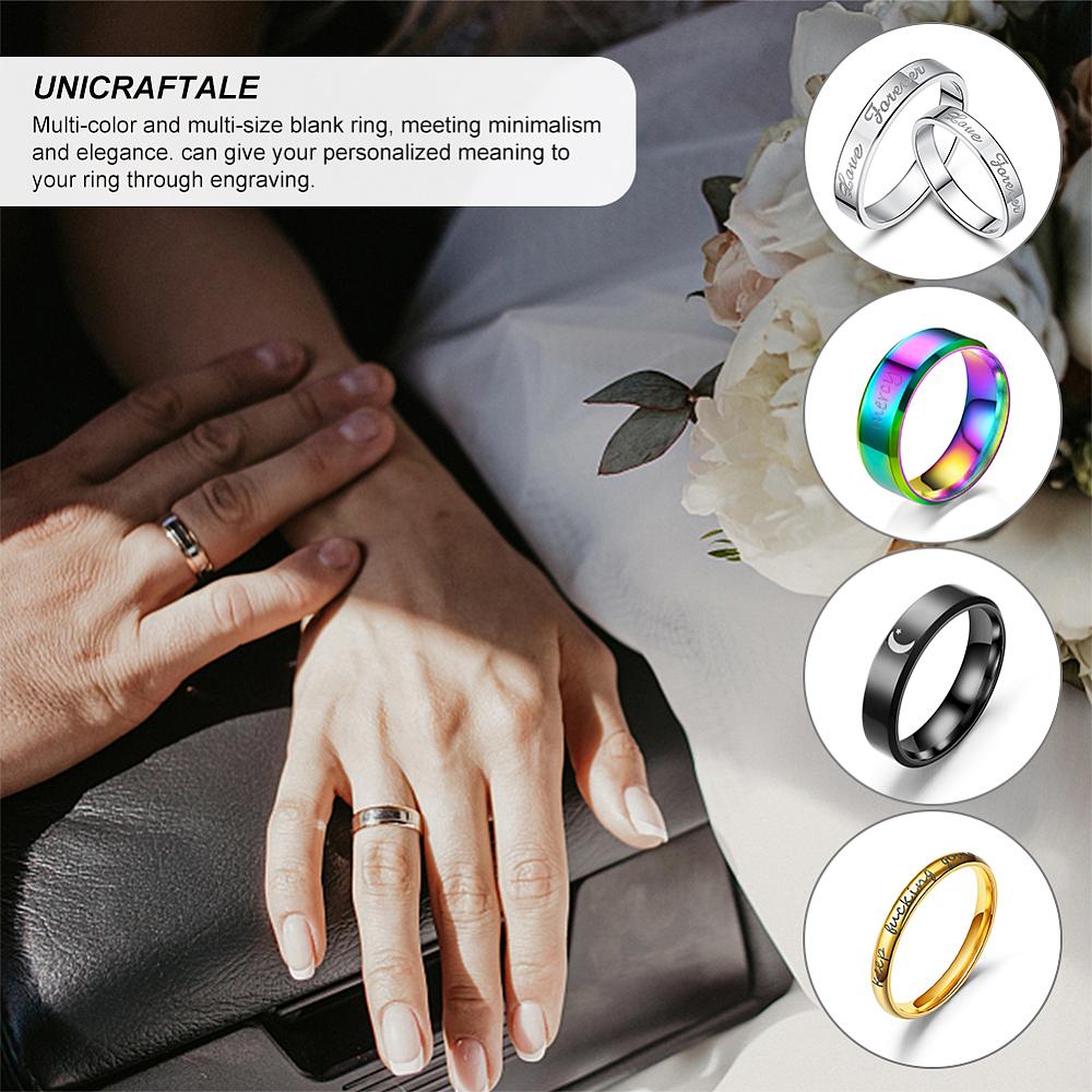 18Pcs 9 Styles Stainless Steel Wide Band Finger Rings for Women Men Plain Band Rings Blue 8mm Inner Diameter: US Size 4 1/4~13 1/4(15~22.4mm)