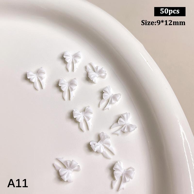 50 vnt. Ilgi banguoti lankeliai Nagų dailės priedai 2 dydžiai Spalvingi kaspino lankeliai 3D dervos nagų pakabukai Japoniškas nagų dekoras Mielos detalės Kaspinas