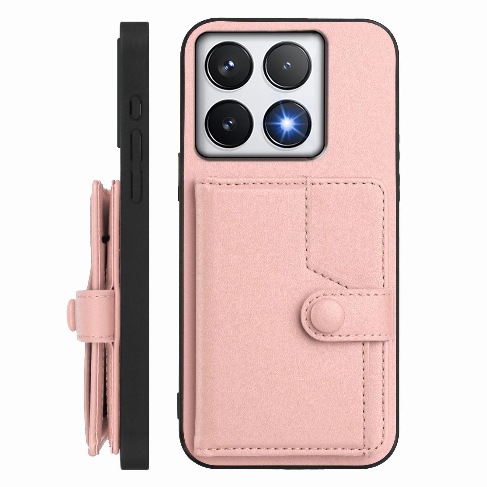 

For Xiaomi 14T Case RFID Blocking Card Holder Kickstand TPU+PU Leather Phone Back Cover Black