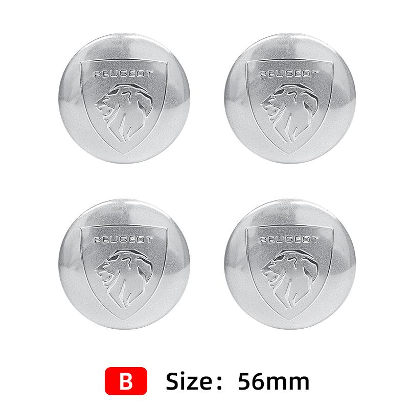 4pcs 56mm 60mm 65mm Car Wheel Center Hub Cap Badge Emblem Sticker For Peugeot GT 3008 4007 5008 2008 508 507 407 308 207 208 107