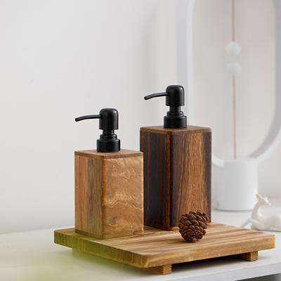 Creative Walnut Wood Press Lotion Bottle Refillable Empty Bottle Hotel Hand Soap Body Wash Soap Dispenser Bathroom Accessory