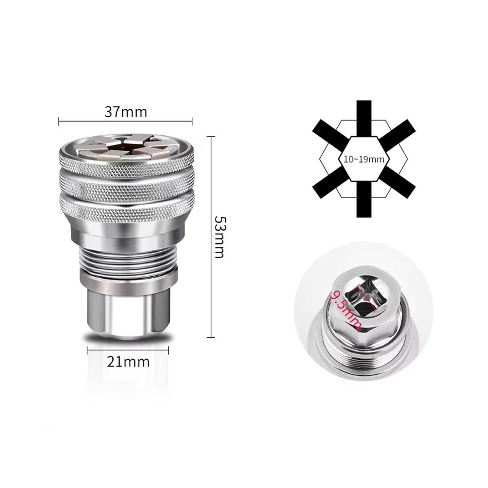 Universal Adjustable Wrench 3/8 Inch 10-19mm Socket Torque Ratchet Wrench Head for Repair and Multifunctional Use