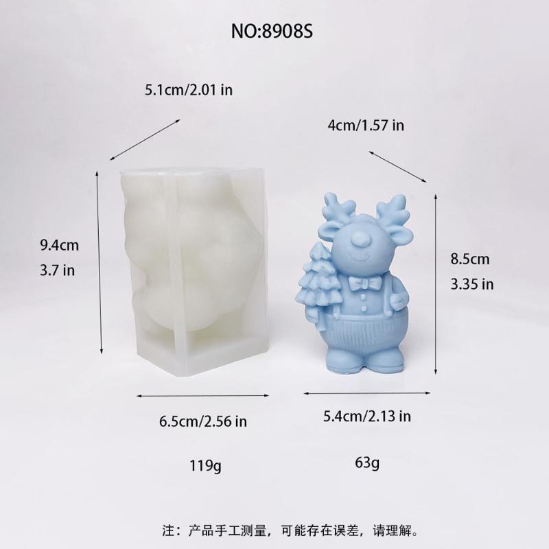 Small Reindeer with Christmas Tree Silicone Mold, DIY 3D Candle Molds