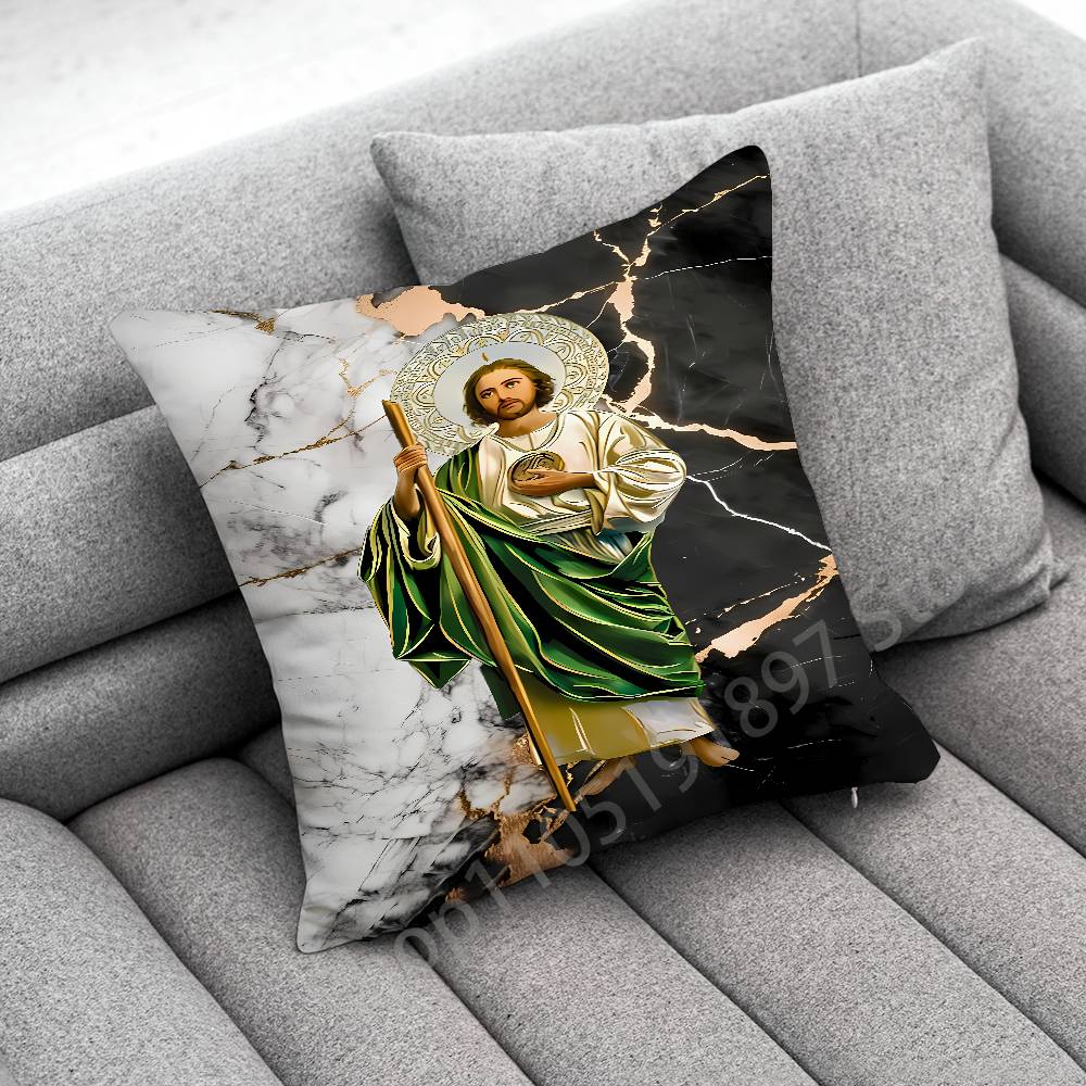 Marble San Judas Tadeo Throw Pillow Case For 55x55cm 40x40cm 45x45cm 50x50cm 30x30cm Square Office Pillowship Cover