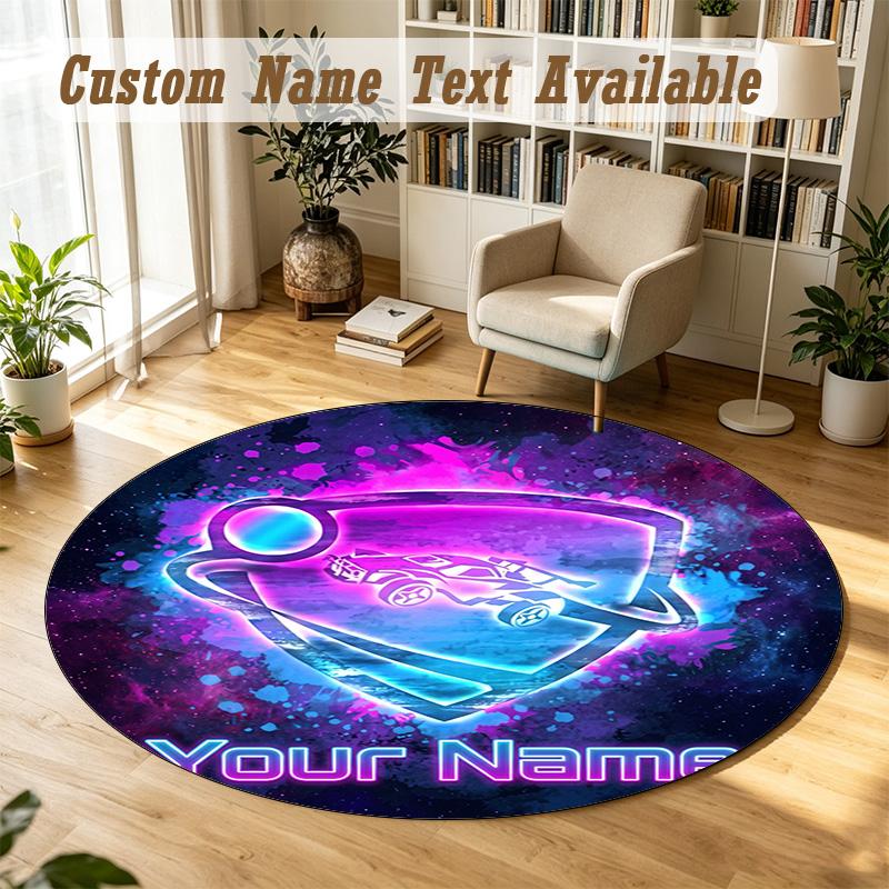 Round Rug Custom NameRocket League Pattern Non Slip Carpet Home Floor Decor