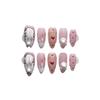100% Handmade Almond Artificial Nail Summer Pink Rococo Sweet Pet Series Bunny Rabbit Press On Nails Reusable and Removable Fake Nails