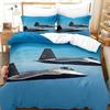 Fighter Fire King Queen Full Duvet Cover Cool Airplane Bedding Set Military Fans Quilt Cover Red Black Polyester Comforter Cover