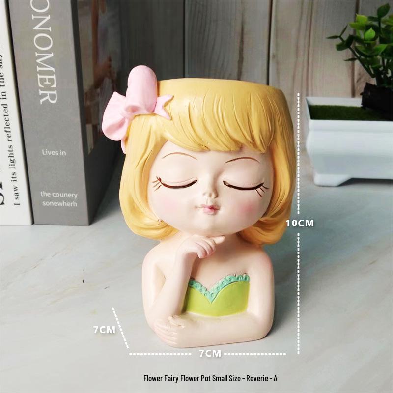 Nordic Style Resin Fairy Flower Pot - Cute Cartoon Succulent Desktop Ornament.
