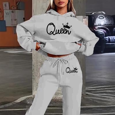 Directly from the Manufacturer European and American Women's Letter Printing Hooded Sweater Fashion Casual Trousers Set Wholesale
