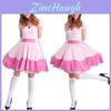 Elegantes Super Mario Pink Prinzessin Peach Kostümkleid mit Krone und Handschuhen Set