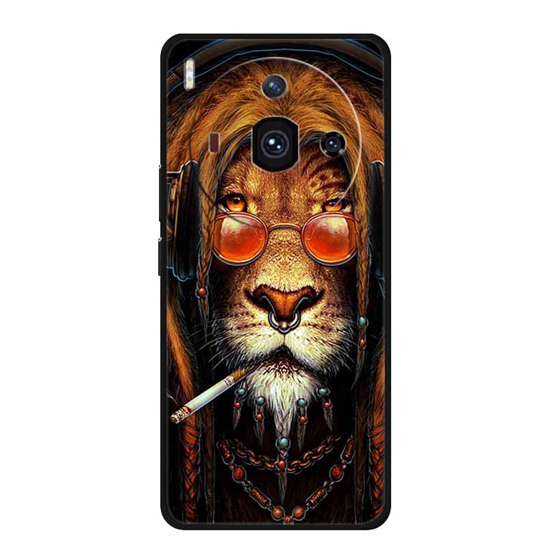 For Iphon 14 Luxury Phone Case Apple Iphone14 Pro Pro Max Plus Black TPU Soft Cover Silicone Shield Animal Lions Tiger Bunper