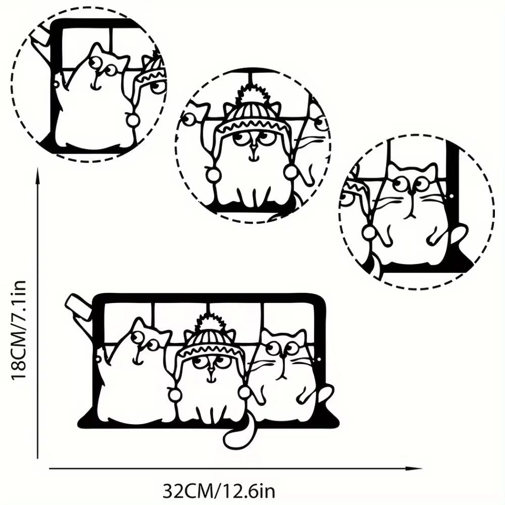 1 szt. Metalowa sztuka ścienna z kotem, duży znak z motywem kota Selfie, ozdoba do wystroju domu, idealny prezent dla miłośników kotów, wyjątkowa dekoracja kota