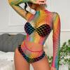 2pcs Strapless Bra Sets Porn Sexy Lingerie For Women Fishnet Rainbow Bra And Panty Set  Erotic Underwear Women Set