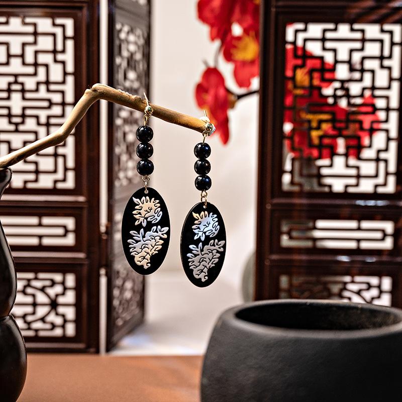 Imitation Jade Drop Oil Beaded Earrings Retro Water Drop Fringed Earrings Simple Hanfu Accessories Women
