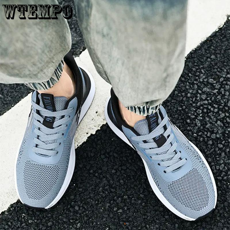 WTEMPO Pánské letní tenisky prodyšné venkovní síťované sportovní boty pro volný čas Běžecké boty s tlustou podrážkou protiskluzové neohrabané tenisky