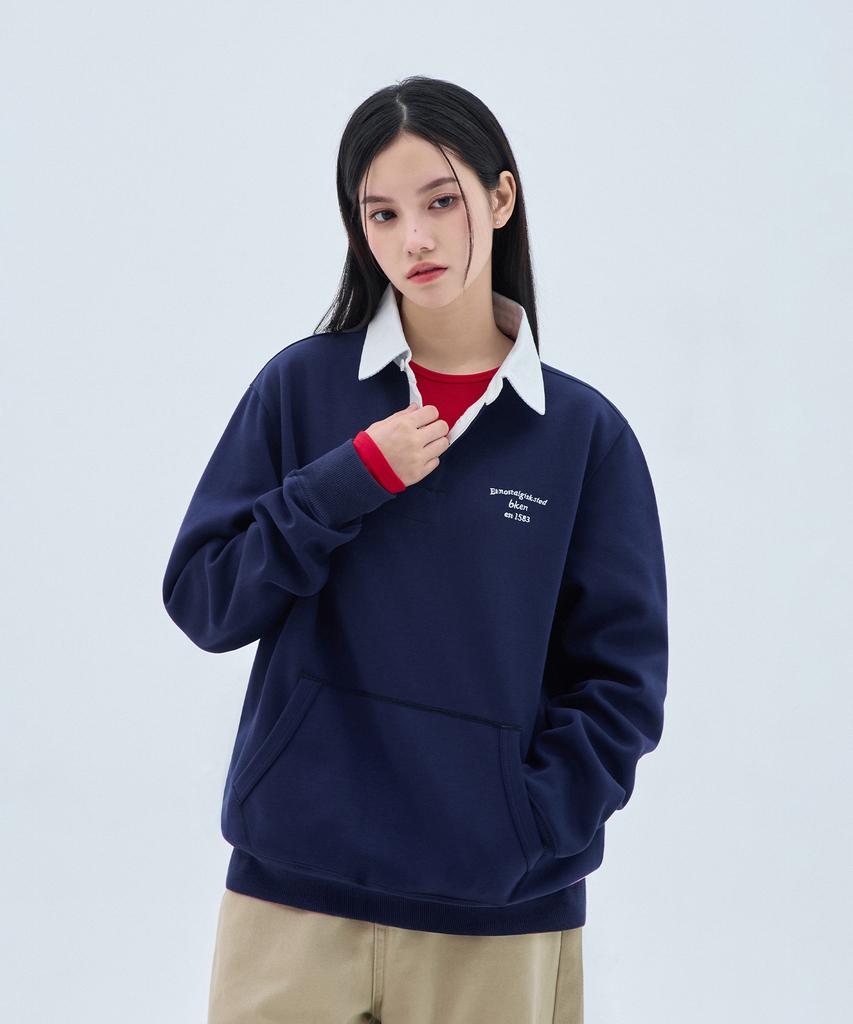 BAKKEN [Women] Hidden Button Rugby Collar Sweatshirt Bk7826 (4 Colors)