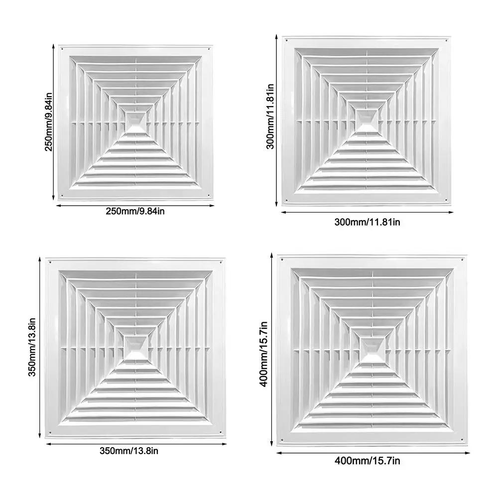 New Plastic Air Vent Grille White Square Ventilation Cover With Flaps Silent Operation Duct Heating Vents Ceiling Mount