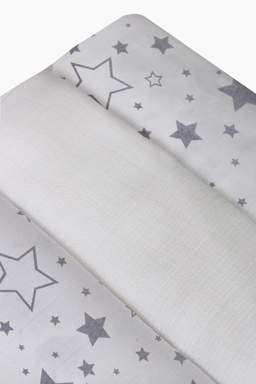 Muslin diaper, printed, 3 pack, size 70x80