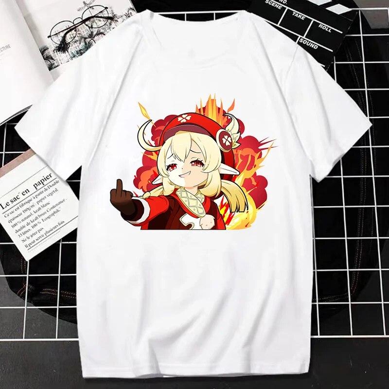 Genshin Impact TShirt Kawaii Games Character Cartoon Graphic Tops Women Harajuku Fashion Streetwear Casual Oversized Camisetas