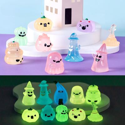 Micro-landscape Cute Glow-in-the-dark Halloween Ghost Pumpkin Decorative Accessories Car Desktop Small Ornaments
