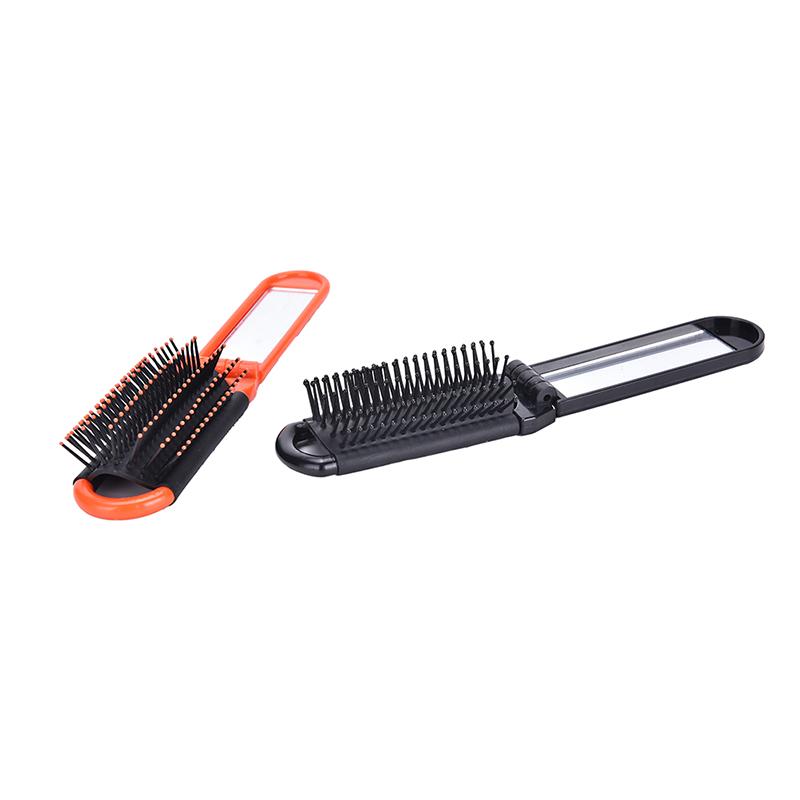 1X портативная дорожная складная щетка для волос с зеркалом, компактная ...