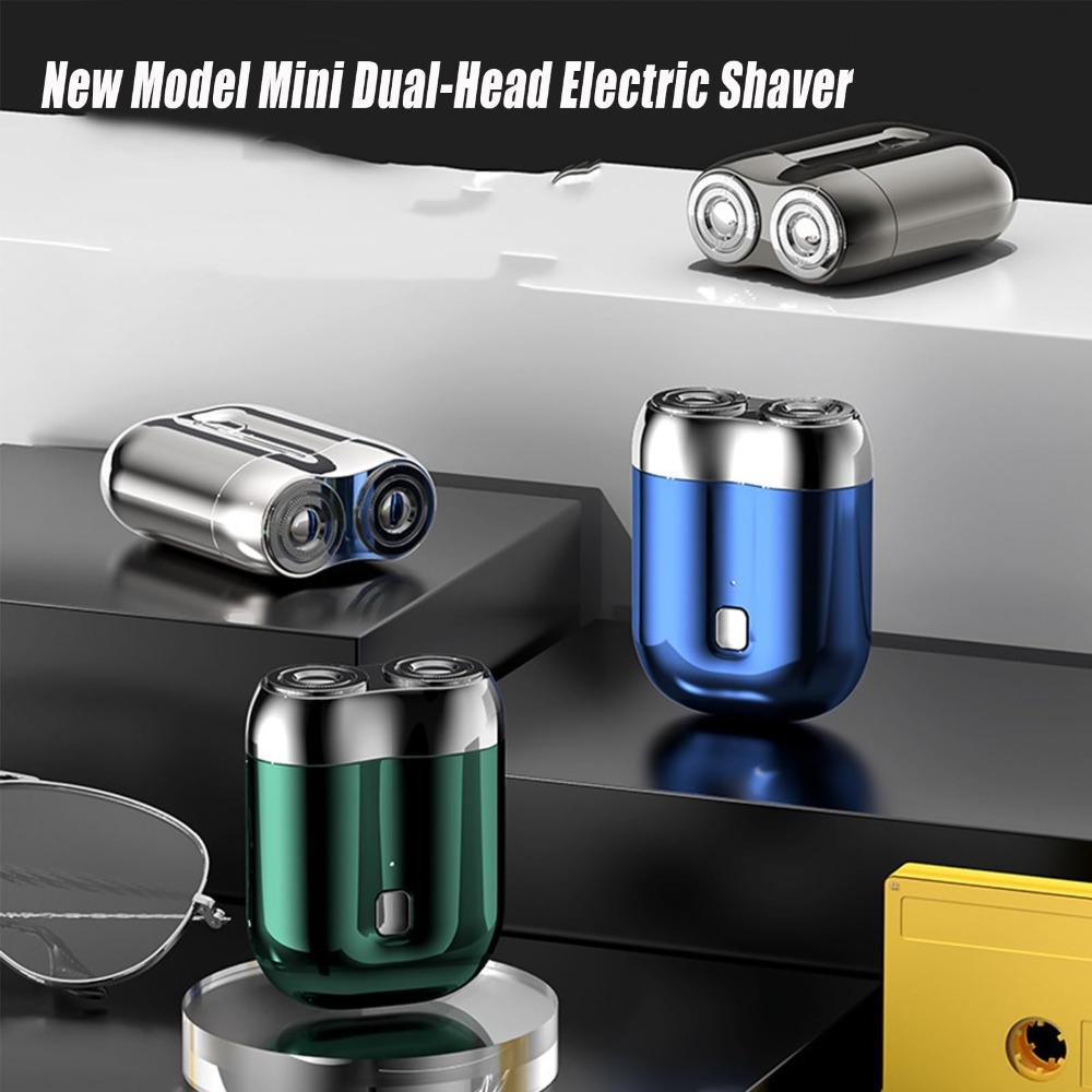 

Dual Head Electric Shaver Mini Beard Trimmer New Rotary Shavers For Men сірий