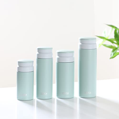 PEARL METAL HB-6387 Stainless Steel Water Bottle, 500ml, with Ice Stopper, Insulates for Hot or Cold Drinks, Smoky Green, Cafe Mug Fit