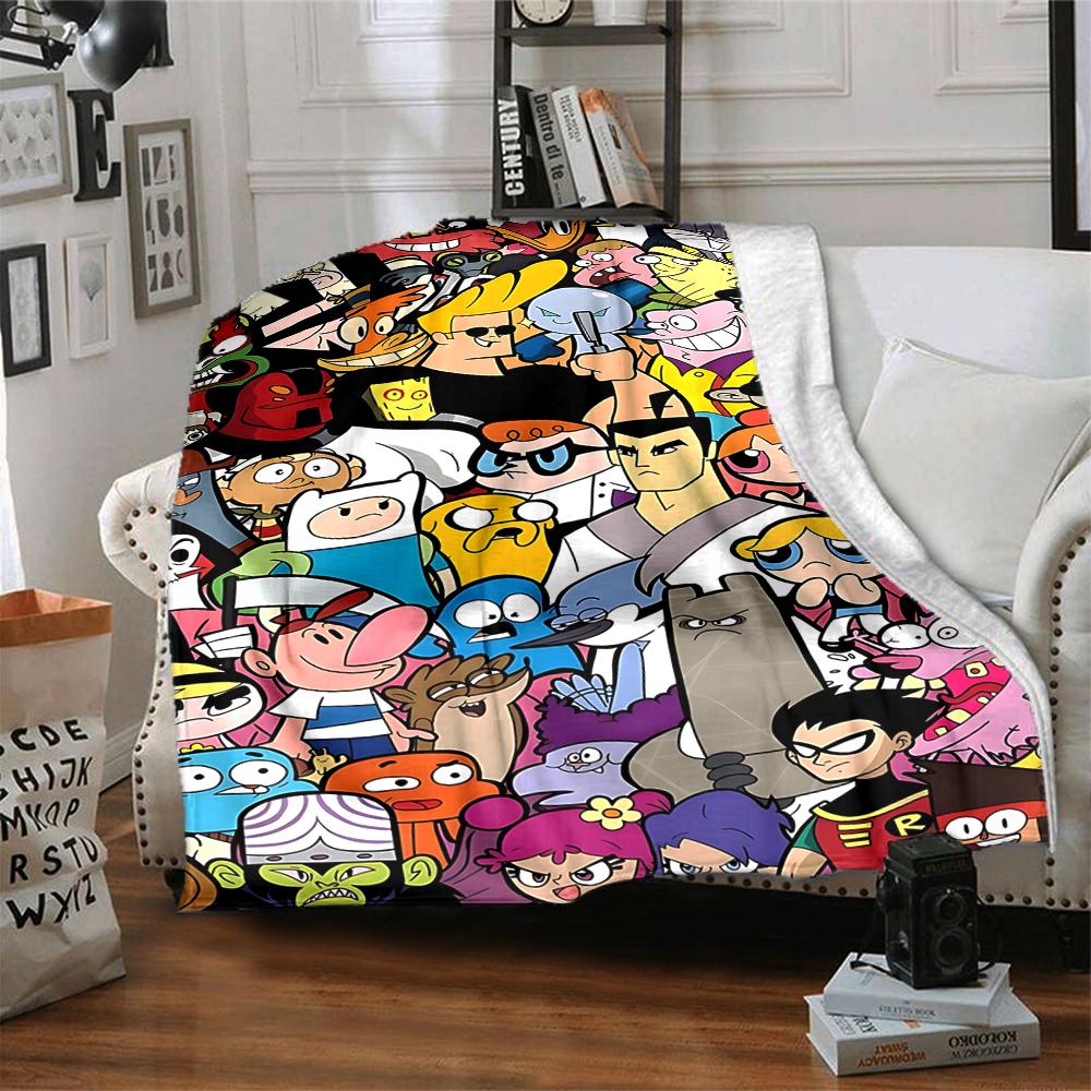 1Pc Anime Character Mashup Poster Flannel Fleece Blanket Soft Warm Throw Blanket For Sofa Bed Couch Home Decor Travel Nap Blanket Xmas Gift Q1200